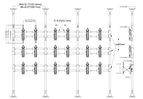 Модуль для видеостены напольно-потолочный Wize Pro VWFC60