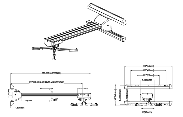 Крепление для проектора настенное Wize Pro STP-30 (штанга 10-76 см, до 23 кг)