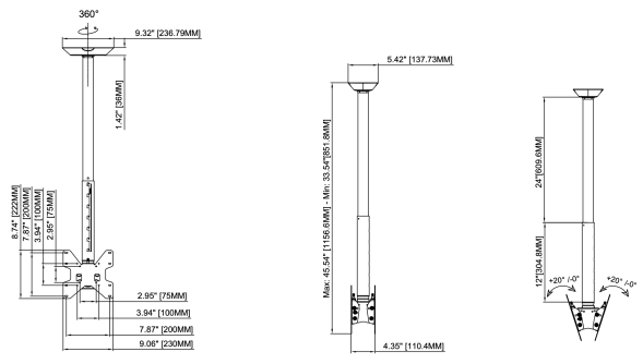 Крепление потолочное Wize Pro C37D36A