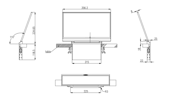 Монитор настольный врезной Wize Pro Helios Dusk WR-15HD (Black)